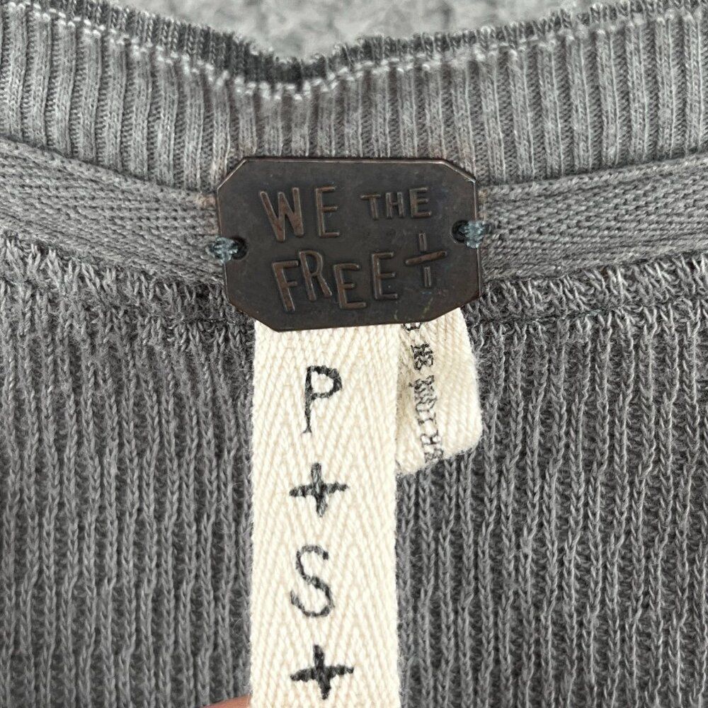 Free People Gray Long Sleeve Top with Multicolor Trim - Picture 15 of 15